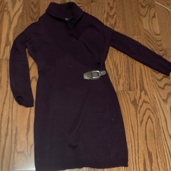 Ralph Lauren sweater dress belted purple size Large - Picture 1 of 1
